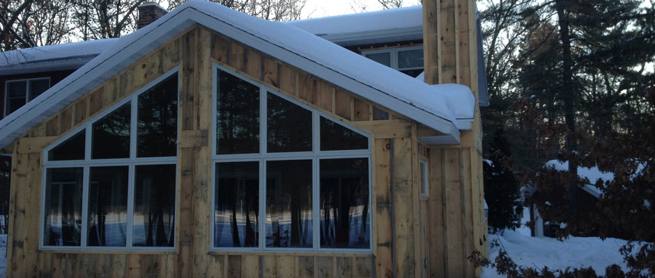 winter log home project